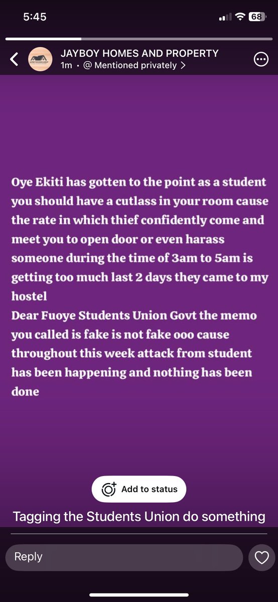 CORNERSTONE_5's tweet photo. The silence of the night no longer brings peace, it echoes with fear.Students are no longer just reading under pressure; we're living under pressure.
We call on the @PoliceNG, @ekitistategovt to rise to this moment.
Safety is not a privilege; it's our right.
#SecureFuoye
#Fuoye https://t.co/GE0d5Yui5N