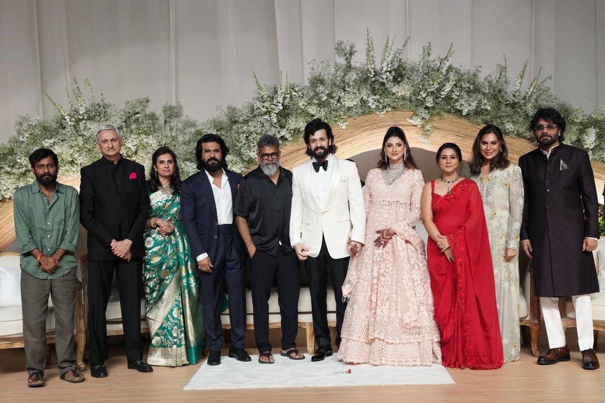 Maduri Mattaiah Naidu (@madurimadhu1) on Twitter photo Maverick Director #sukumar, his wife #Tabithasukumar along with Global star @alwaysramcharan, @UpasanaKonidela, and creative Director @BuchiBabusana attended the wedding reception of <a href="/AkhilAkkineni8/">Akhil Akkineni</a> and #Zainab, adding grace and warmth to the celebration. ✨
#AkhilZainabReception Maverick Director #sukumar, his wife #Tabithasukumar along with Global star @alwaysramcharan, @UpasanaKonidela, and creative Director @BuchiBabusana attended the wedding reception of <a href="/AkhilAkkineni8/">Akhil Akkineni</a> and #Zainab, adding grace and warmth to the celebration. ✨
#AkhilZainabReception