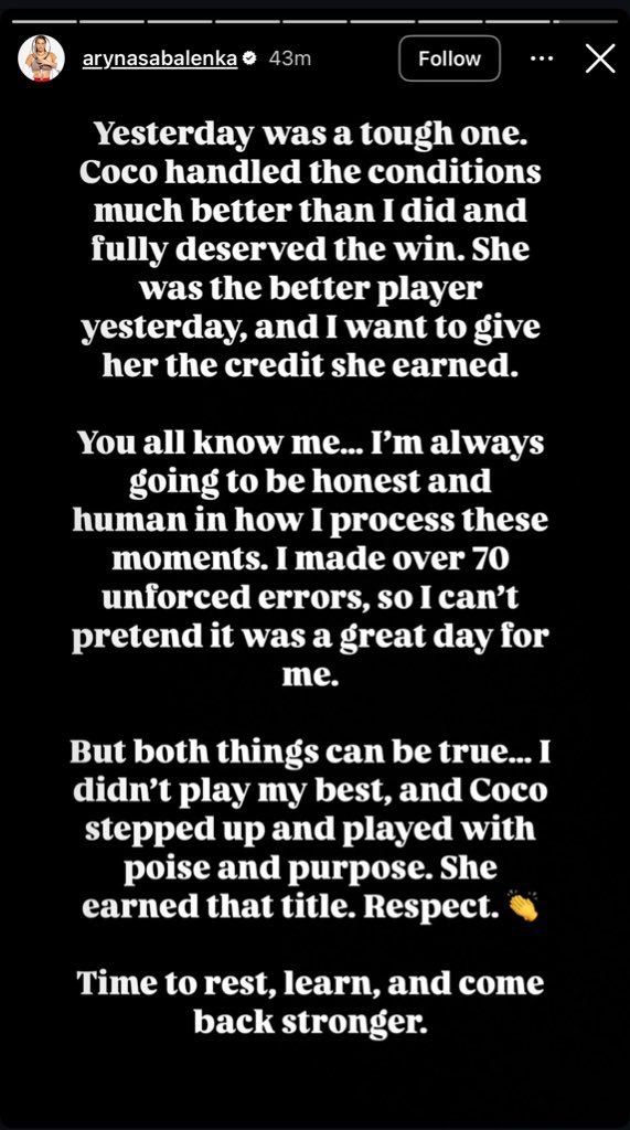 Andile Ncube (@andilencube) on Twitter photo An apology…apparently. <a href="/SabalenkaA/">Sabalenka Aryna</a> sent the below thru her IG
Thoughts ?
#RolandGarros #coco An apology…apparently. <a href="/SabalenkaA/">Sabalenka Aryna</a> sent the below thru her IG
Thoughts ?
#RolandGarros #coco