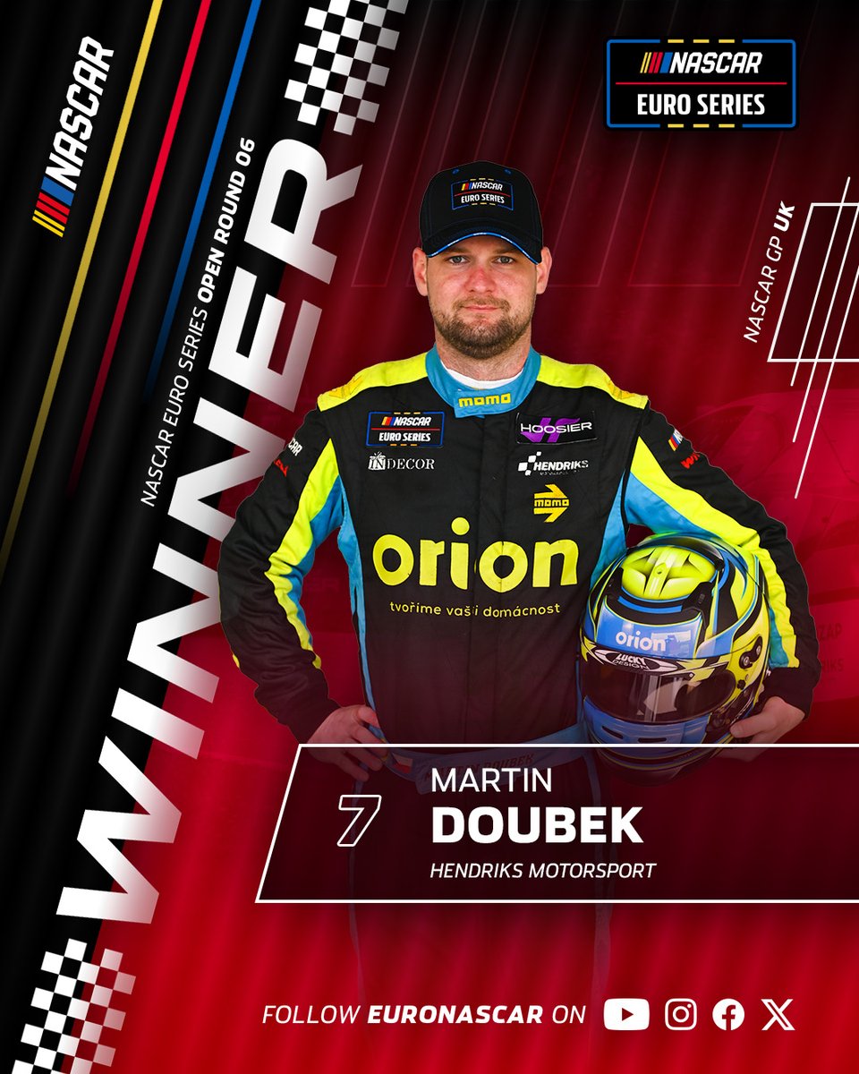 NASCAR Euro Series (@euronascar) on Twitter photo ๐จ๐ฟ Martin Doubek takes the win in the second EuroNASCAR OPEN race at <a href="/Brands_Hatch/">Brands Hatch</a>! ๐ Strong drive, smart moves, and another trophy for the #7! ๐๐ช
๐งโ๐จ <a href="/dpflug_/">DANIEL PFLUG</a> ๐จ๐ฟ Martin Doubek takes the win in the second EuroNASCAR OPEN race at <a href="/Brands_Hatch/">Brands Hatch</a>! ๐ Strong drive, smart moves, and another trophy for the #7! ๐๐ช
๐งโ๐จ <a href="/dpflug_/">DANIEL PFLUG</a>