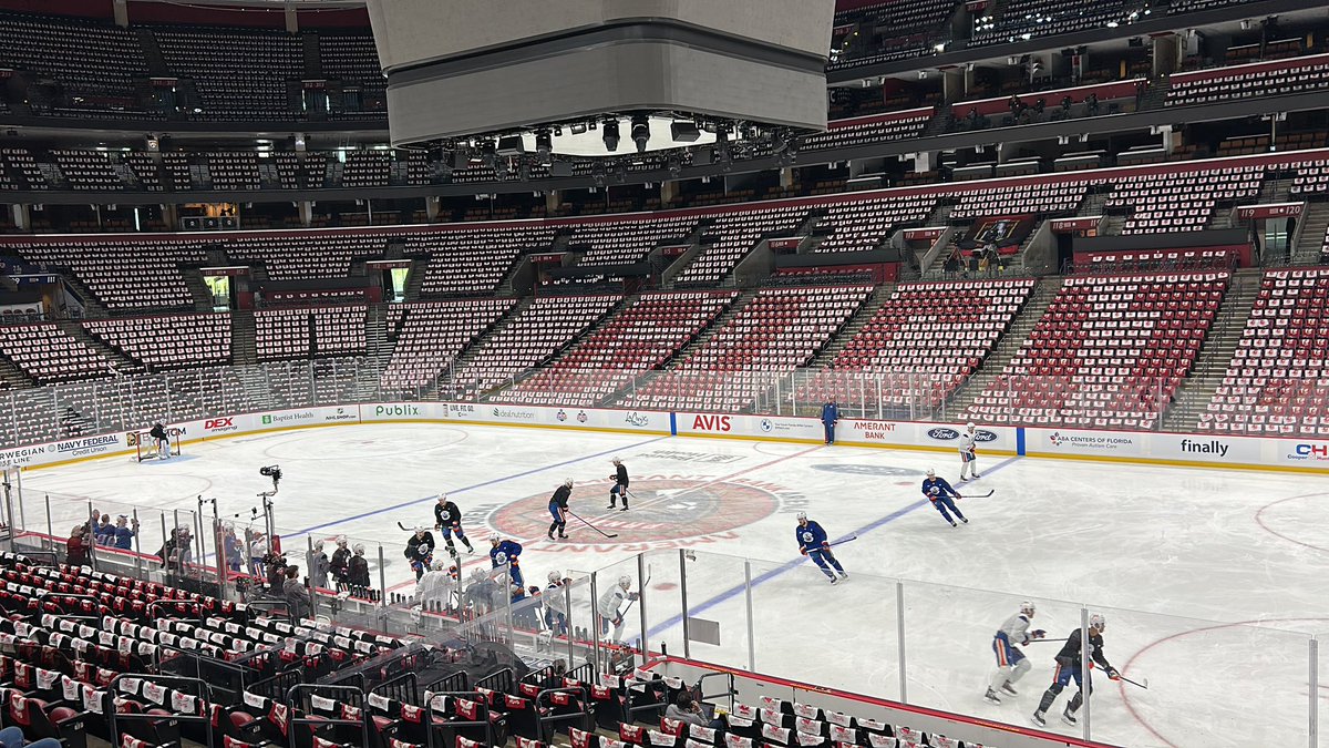 Ryan Nugent-Hopkins is not on the ice for Oilers’ practice at Amerant Bank Arena.