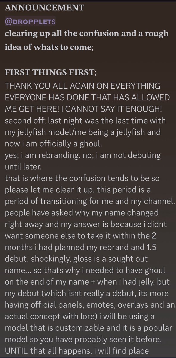 glosssy__'s tweet image. cause twitter is dooky with word limits imma just ss what i said in my server and show it off here :3
i cannot say thank you enough. i am still shocked at this whole experience.
π
to new things !