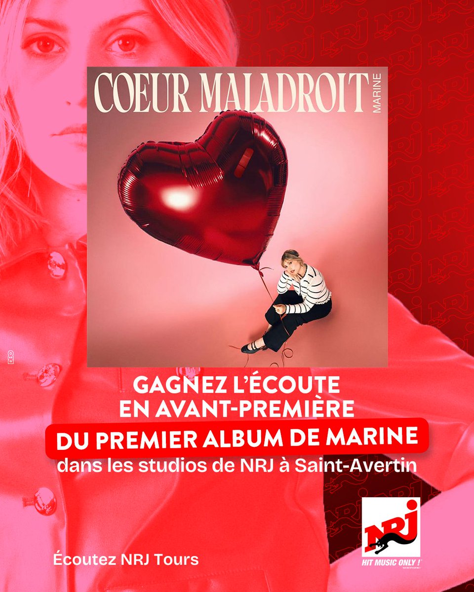 🚨 EXCLU NRJ 🚨
Envie d’écouter le nouvel album de #Marine avant tout le monde ?👀
#NRJ ouvre ses studios de Saint Avertin pour une écoute privée en avant-première. L’occasion de découvrir ses futurs hits avant leur sortie officielle. Un seul moyen, écouter NRJ Tours