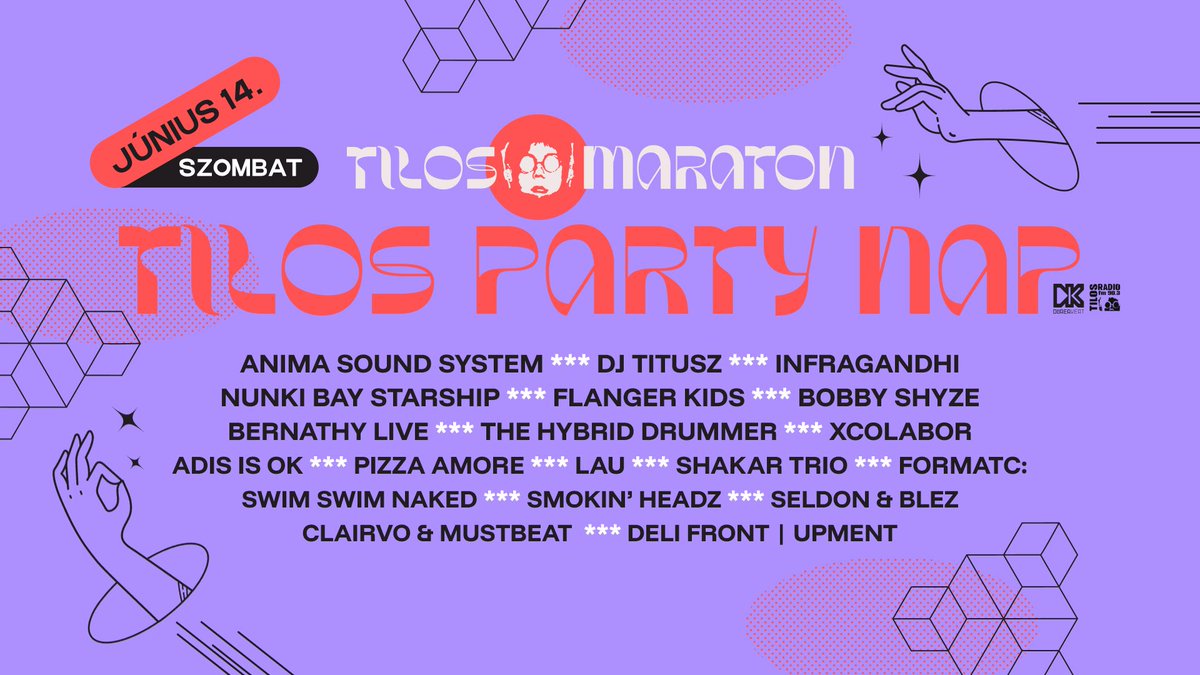 Már nagyon várom a jövő hétvégét ugyanis szombaton egy újabb Tilos Rádiós eseményen zenélek Upment színekben! Találkozunk június 14-én este 10kor a Dürer Kertben!