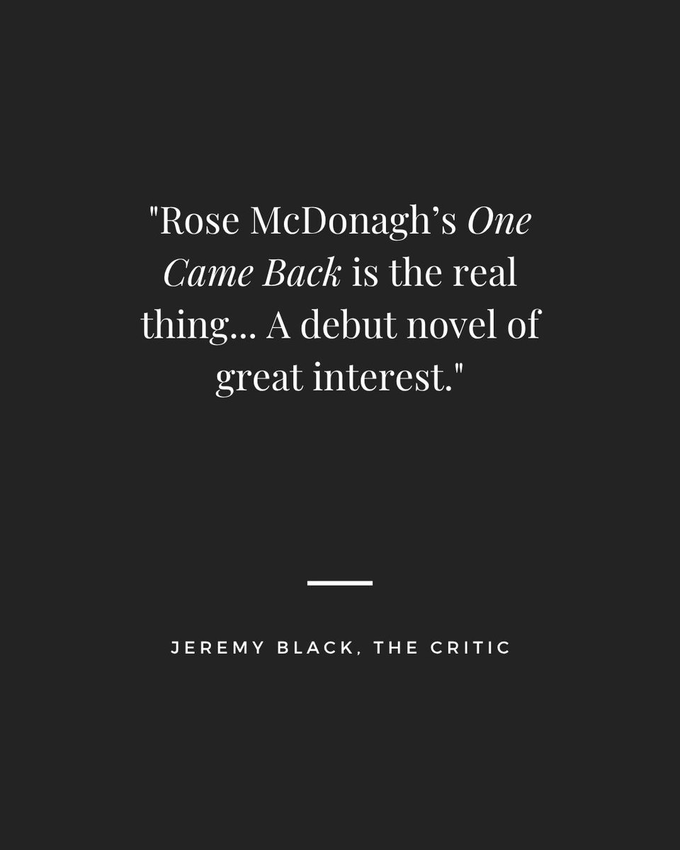 Always nice to get such a positive review:

"IRose McDonagh’s One Came Back... A debut novel of great interest." Jeremy Black, The Critic
#debutnovel #Scottishfiction
thecritic.co.uk/murders-for-ju…
geni.us/OneCameBack