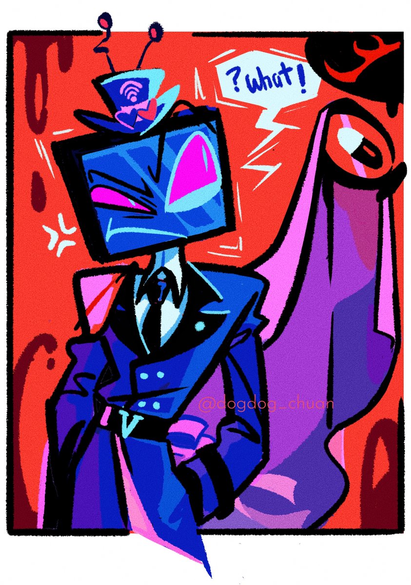 Dogdog_chuan's tweet image. i want to see ala use his cane to scornfully raise the fallen flag of Vox
#HazbinHotel #StaticRadio