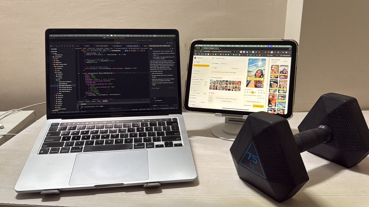 keep a dumbbell on your desk.
while cursor finishes its task, do some reps.
easy way to stay pumped 💪😄