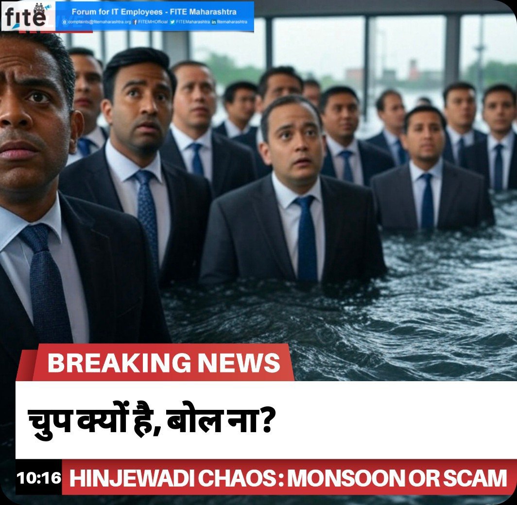 FiteIndia's tweet photo. ⚡"Hinjewadi IT space turned into a waterlogged zone! 
Poor drainage, choked roads, heavy risk potholes are big risk for  IT employees. 

Still, tech leaders stay silent. Time for industry heads to speak up for their teams! #HinjewadiTraffic #TechLeaders #Pune https://t.co/zIoabUTk6I