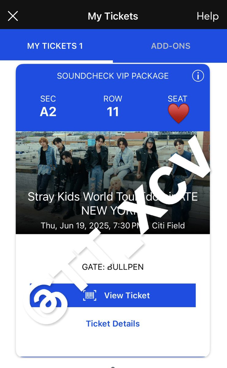 tt_xcv's tweet photo. WTS: Stray Kids at Citifield NYC soundcheck VIP ticket (1)

ticket is in first seated row behind pit

$525 (fv after taxes and fees) &amp; can provide further proof/copy of ID for pickup of benefits. paypal g&amp;s (buyer must cover fee $15) or zelle

#skzdominatetour #straykidsinnyc https://t.co/QsKA528YuA