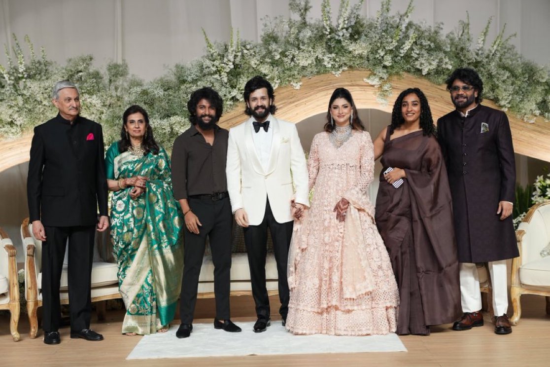 Our <a href="/NameisNani/">Nani</a> with <a href="/anjuyelavarthy/">Anju Yelavarthy</a> at #AkhilZainabReception 

Congratulations and best wishes to the newly weds 💐

#Nani