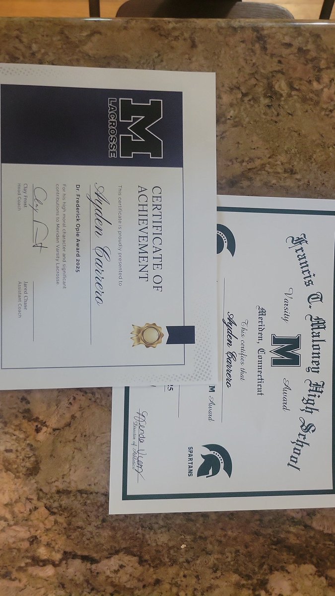 CarreroAyden's tweet image. More than proud to be presented with my varsity letter and to be the first recipient of the Dr. Opie Award! Can&apos;t wait for next season! #lacrosse #goalie #recruiting #lax #collegelacrosse