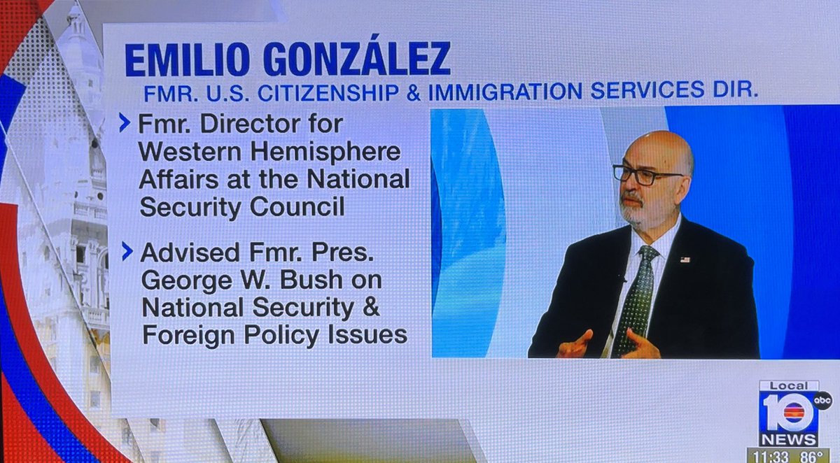 Emilio T. GonzĆ”lez, Ph.D. (@emiliotgonzalez) on Twitter photo Thank you <a href="/GlennaWPLG/">Glenna Milberg</a> for having me on āThis Week in South Floridaā to discuss <a href="/POTUS/">President Donald J. Trump</a> international travel restrictions.
Tackling illegal immigration & its national security implications were key components of his 2024 campaign. Delivering on his promise.
<a href="/WPLGLocal10/">WPLG Local 10 News</a> #TWISF Thank you <a href="/GlennaWPLG/">Glenna Milberg</a> for having me on āThis Week in South Floridaā to discuss <a href="/POTUS/">President Donald J. Trump</a> international travel restrictions.
Tackling illegal immigration & its national security implications were key components of his 2024 campaign. Delivering on his promise.
<a href="/WPLGLocal10/">WPLG Local 10 News</a> #TWISF