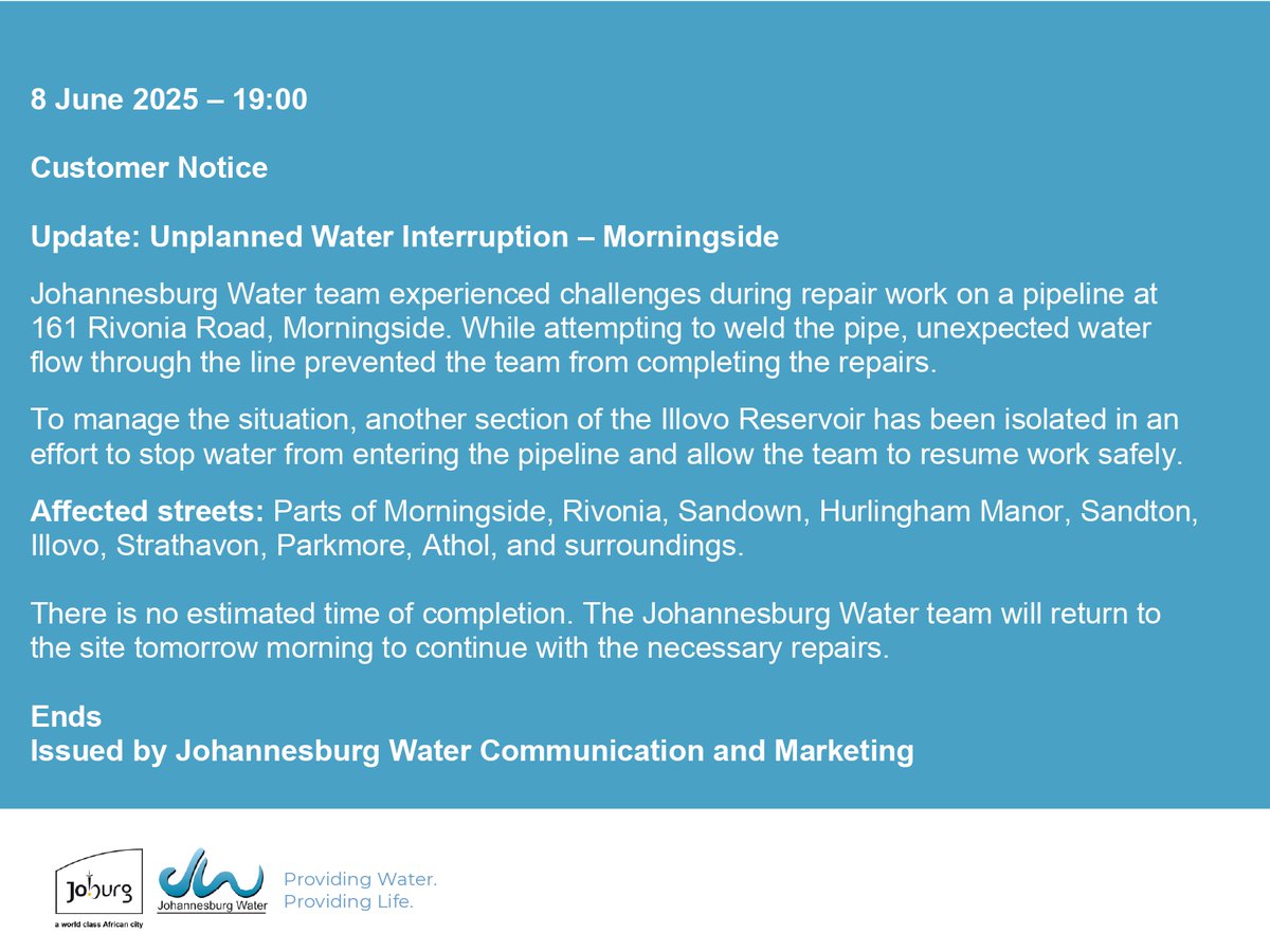 Johannesburg Water tweet media