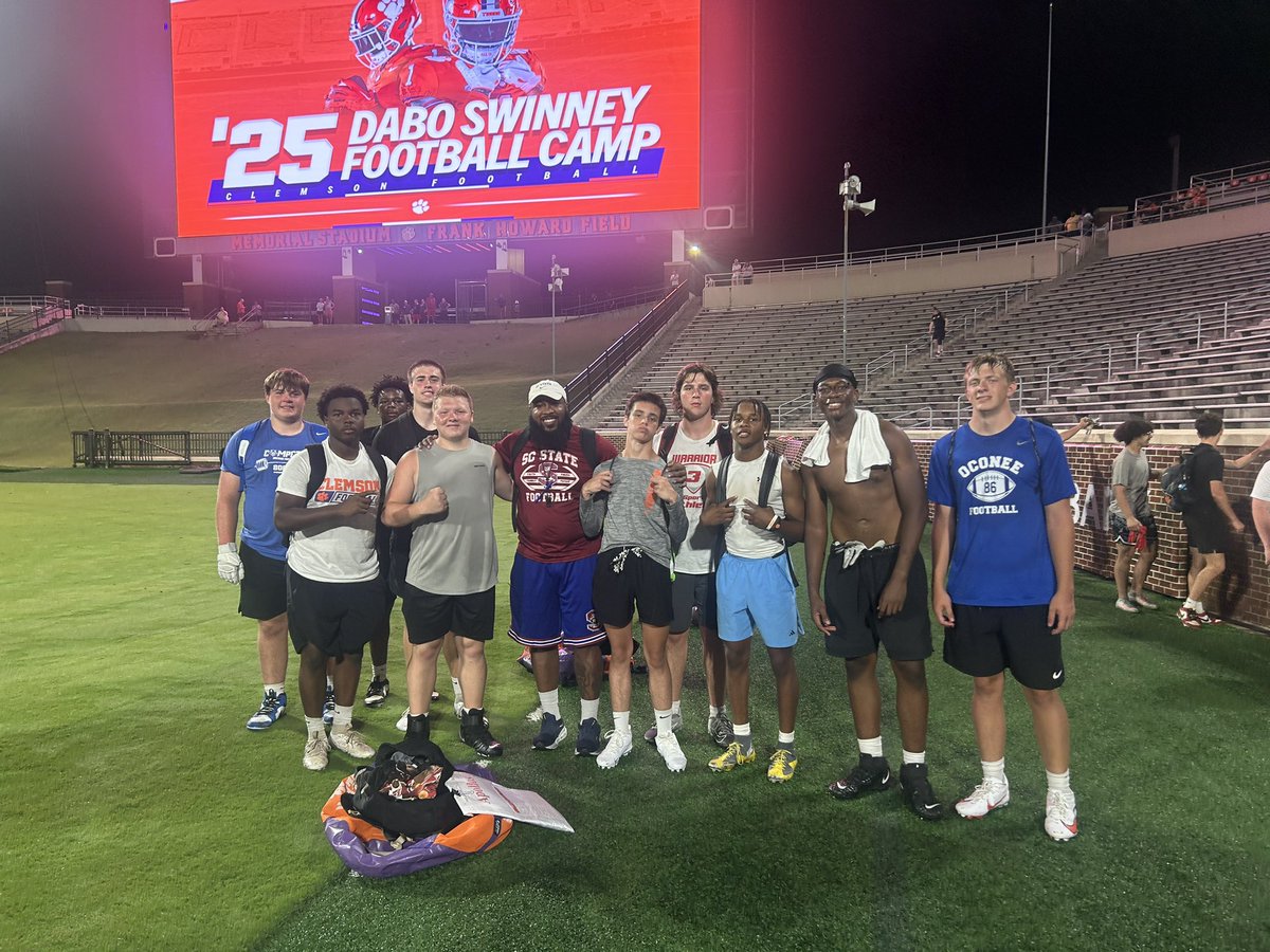 Had a great time at <a href="/ClemsonFB/">Clemson Football</a> camp! 
<a href="/football_Erwin/">Erwin_Warrior_Football</a> 
<a href="/coach_pruett39/">RPruett</a>