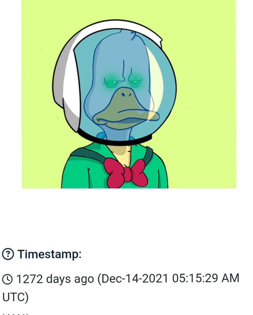 RockyBalberoni's tweet image. This is my @NoncoDucks. One of many. I minted this one 1272 days ago. I still hang onto hope that this OG project will get recognition it deserves and be revived! 🦆