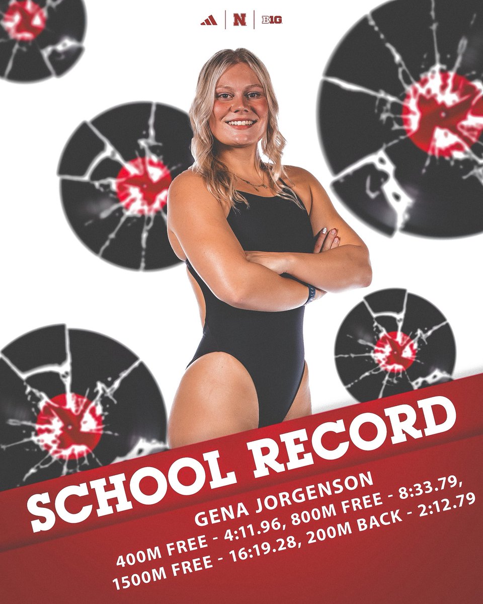 HuskerSwimNDive's tweet image. 🚨 SCHOOL RECORD 🚨
Huge congratulations to Gena for breaking 4️⃣ long course school records at the 2025 USA National Championships! 🤩
Gena recorded 5th, 6th, 7th, and 21st place finishes in the 1500 free, 800 free, 400 free, and 200 back respectively.
#GBR