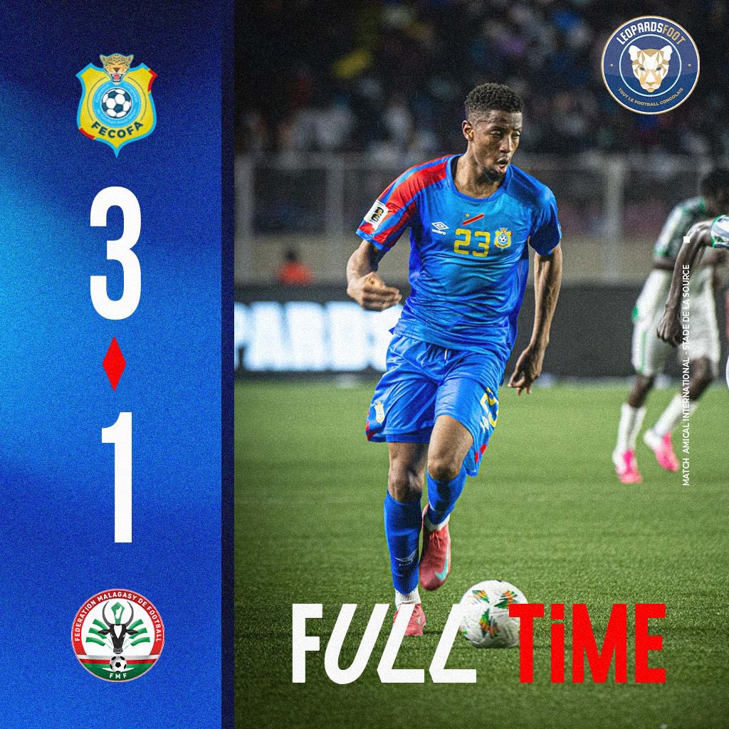 2/2 ✅

Deuxième victoire en deux matchs pour les Léopards, qui s’imposent logiquement face à Madagascar ! De bon augure avant la trêve décisive de septembre 👏🏽

Après Samuel Essende face au Mali, Simon Banza a fait trembler les filets pour la première fois en sélection !