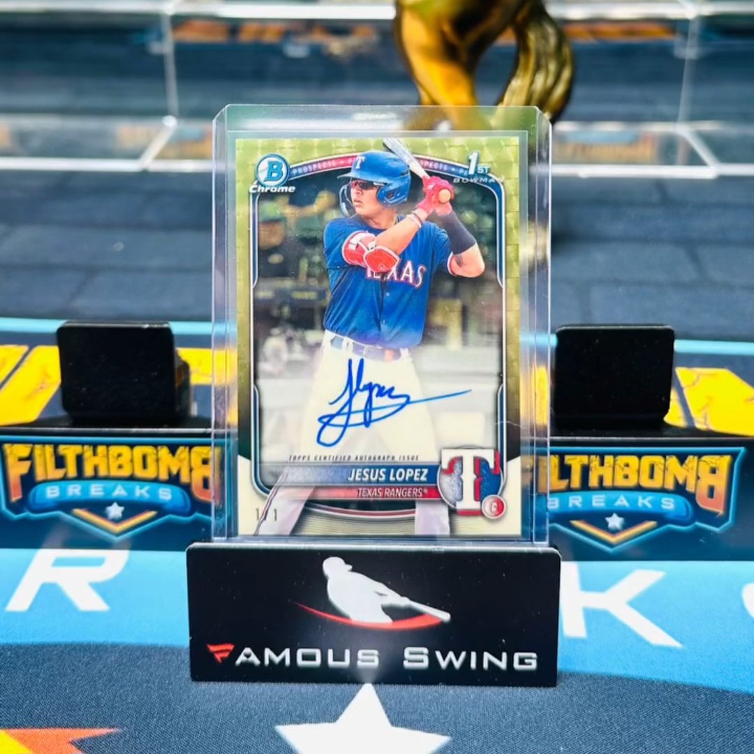 Bowman1of1 (@bowman1of1) on Twitter photo Superfractor Auto 1/1 of Jesus Lopez from 2025 Bowman Baseball
(📸: Pulled <a href="/DannyLackner/">Famous Swing</a>/<a href="/filthbombbreaks/">Filthbomb Breaks</a>)
#superfractor #bowmanbaseball #toppsbaseball <a href="/Topps/">Topps</a> Superfractor Auto 1/1 of Jesus Lopez from 2025 Bowman Baseball
(📸: Pulled <a href="/DannyLackner/">Famous Swing</a>/<a href="/filthbombbreaks/">Filthbomb Breaks</a>)
#superfractor #bowmanbaseball #toppsbaseball <a href="/Topps/">Topps</a>