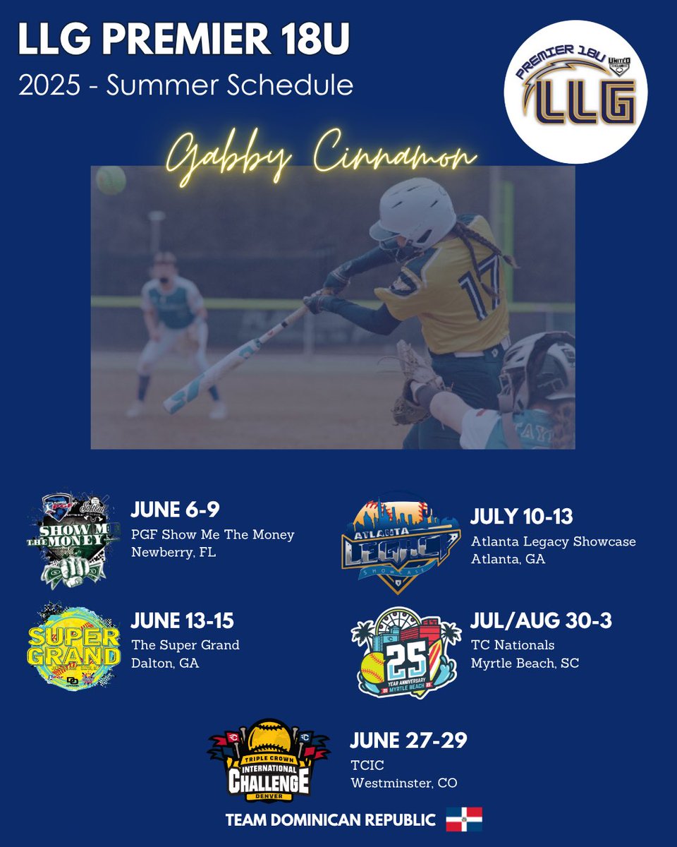 Gabriela Cinnamon (@g_cinnamon2026) on Twitter photo So excited to be back with my <a href="/LLGPremier18U/">LLG Premier 18U</a> girls! Looking forward to getting after it this summer!
<a href="/Org_LLG/">Lady Lightning Gold Org Account</a> <a href="/RiversideRamsSB/">Riverside Rams Softball π₯</a>
Schedule Below! β¬οΈ So excited to be back with my <a href="/LLGPremier18U/">LLG Premier 18U</a> girls! Looking forward to getting after it this summer!
<a href="/Org_LLG/">Lady Lightning Gold Org Account</a> <a href="/RiversideRamsSB/">Riverside Rams Softball π₯</a>
Schedule Below! β¬οΈ