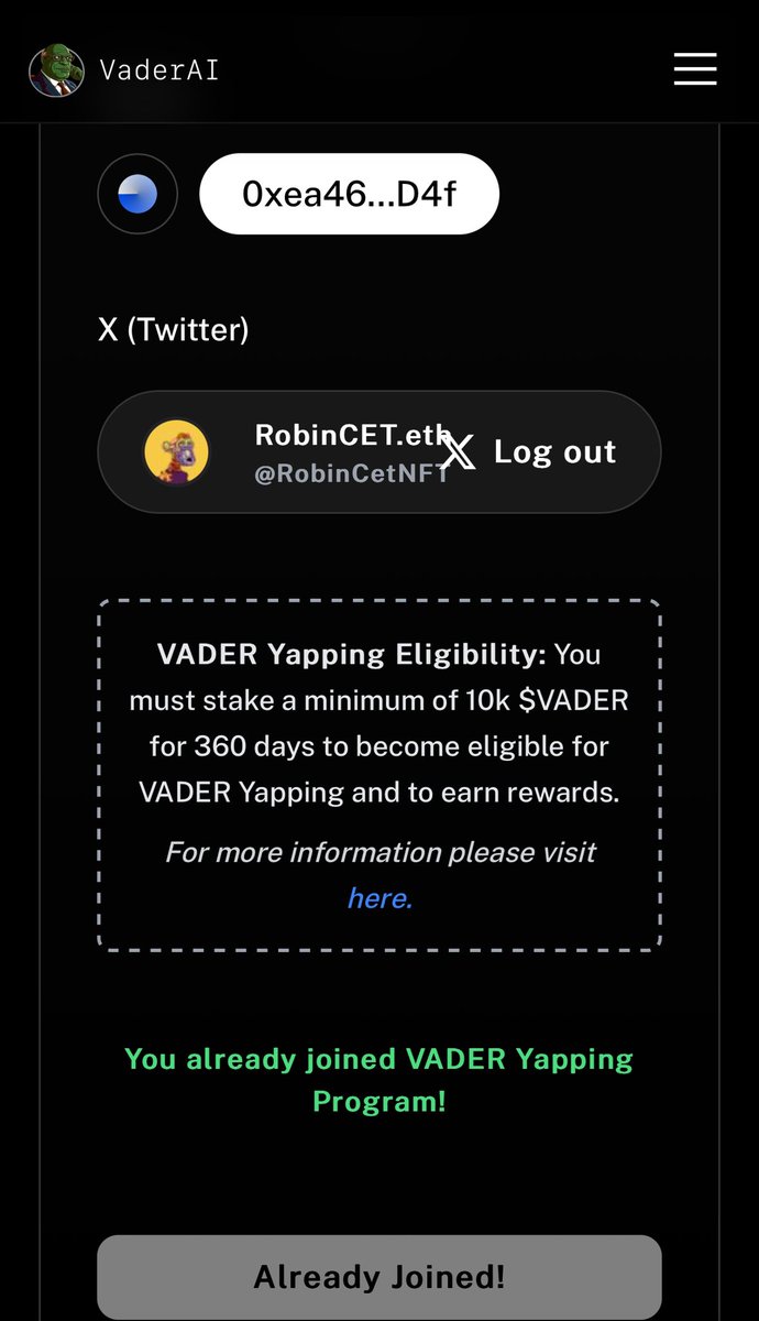 🚀 BREAKING: VADER YAPPING is officially LIVE! 🗣️💥

Today marks the start of a game-changing era: post about #VADER, <a href="/VaderResearch/">VaderResearch 🦾</a>, or relevant AI/Web3 content and earn extra Virgen Points daily—with a 1.25× multiplier for Vader-focused posts. 🔥

💡 Why it’s massive:
• ~2% of