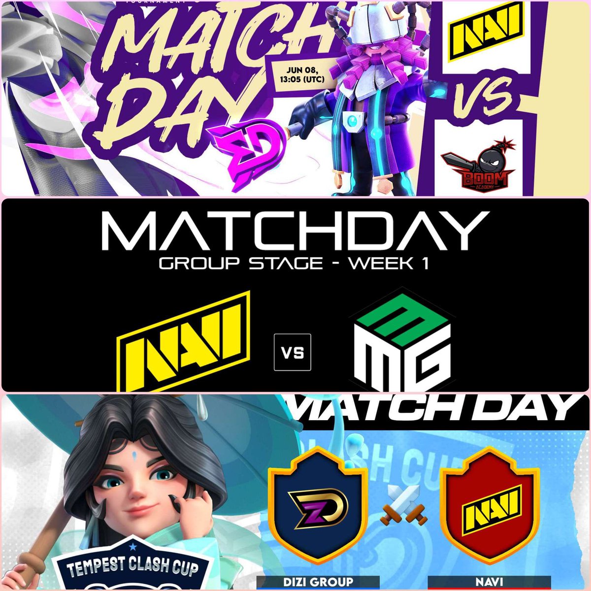 🟣 LIVEEEEEEEEEE!

Se viene DIRECTAZO con triple guerra de NAVI 🥳

🏆 MT - QF | VTC - W1 | TCC - Gran Final

✅ NAVI 🆚 Boom Academy
✅ NAVI 🆚 Millesime MG
✅ NAVI 🆚 Dizi Group

TODO el MUNDO para DENTRO! ❤

📺 Twitch: Style_coc
