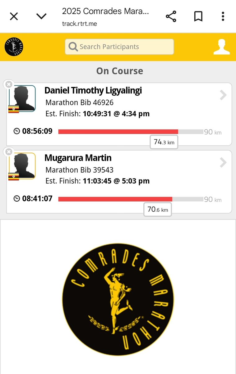 My Sons, <a href="/danligs/">daniel</a> <a href="/TheVersatileCEO/">Martin Mugarura</a>  
You're tougher than the toughest trails. Keep pushing, one step at a time—you've got this!
#Comrades
track.rtrt.me/e/CMSA-COMRADE…