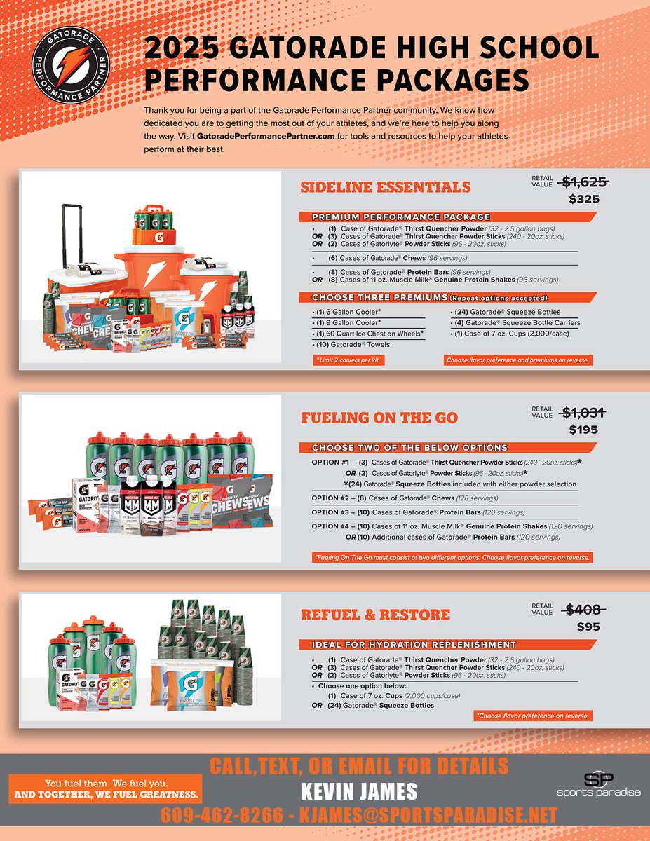 kljsparadise's tweet photo. Need shirts fast for 7v7, special events, all star game ? We got you covered. Team websites for gear and fundraising We got you covered. Need to refuel and restore your athletes after practice? We go you covered
Kevin James
kjames@sportsparadise.net
509-462-8266
@PaFootballNews https://t.co/nQKhsfzuIl