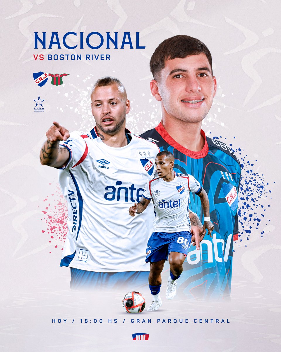 Nacional (@nacional) on Twitter photo ¡Hoy #JuegaNacional! 🔵⚪️🔴
🏆 <a href="/LigaAUF/">Liga AUF Uruguaya</a>
⚽️ Fecha 3️⃣ Torneo Intermedio
🆚 Boston River
🕕 18:00hs
🏟️ Gran Parque Central
🎟️ nacional.uy ¡Hoy #JuegaNacional! 🔵⚪️🔴
🏆 <a href="/LigaAUF/">Liga AUF Uruguaya</a>
⚽️ Fecha 3️⃣ Torneo Intermedio
🆚 Boston River
🕕 18:00hs
🏟️ Gran Parque Central
🎟️ nacional.uy