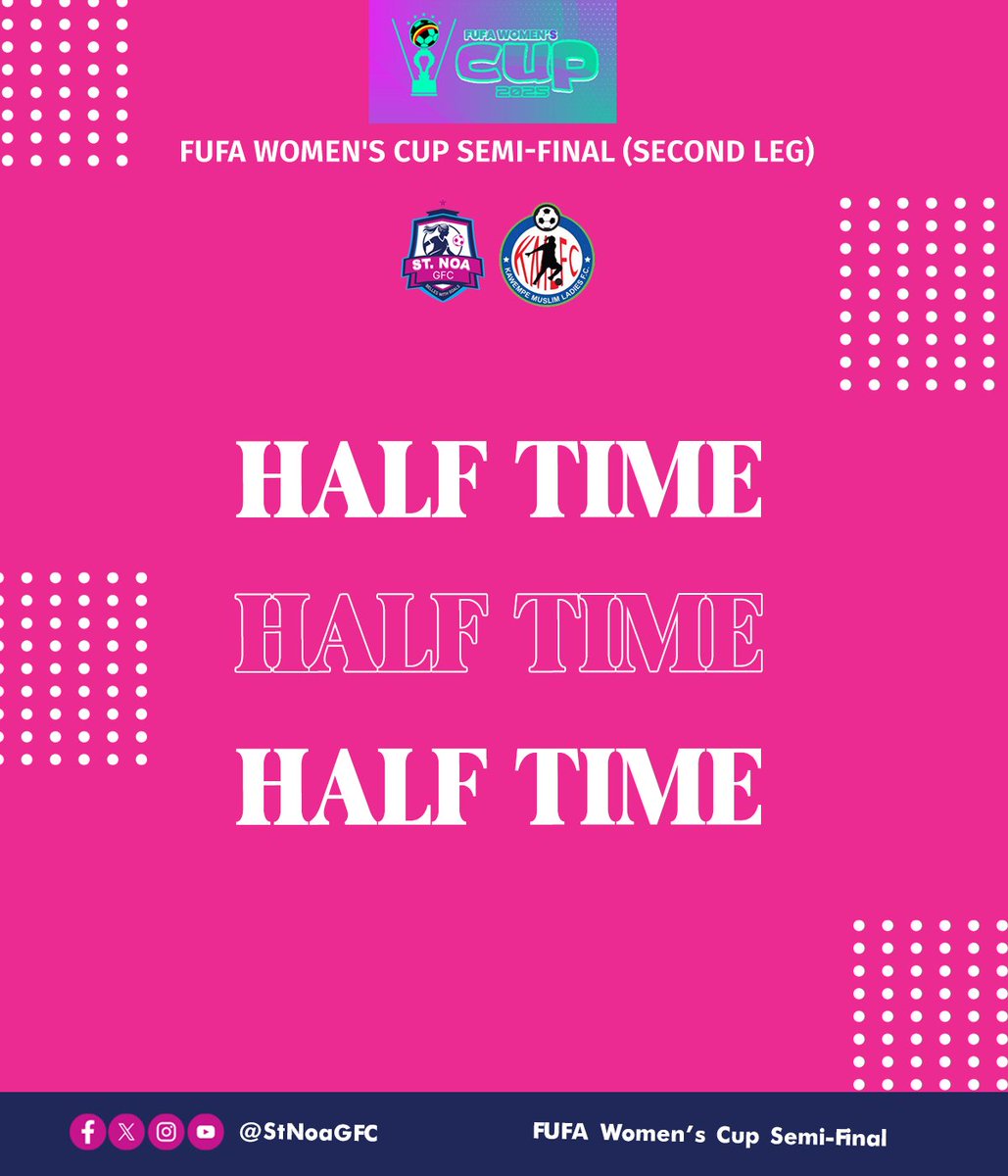 In a 1-0 lead at the break.
⚽ Sylvia Kabene 
St. Noa GFC 1-0 Kawempe Muslim Ladies FC. (1-1 Agg)
#belleswithgoals #enrollwithstnoaschols #STNOAGFC