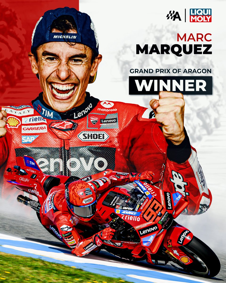 Marc Marquez was perfect this weekend:

FP1 - P1 🥇
PR - P1 🥇
FP2 - P1 🥇
Q2 - P1 🥇
Sprint - P1 🥇
WUP - P1 🥇
Grand Prix - P1 🥇

#AragonGP #LiquiMoly