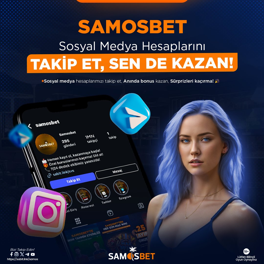 Samosbetsosyal's tweet photo. 📱Samosbet sosyal medya hesaplarını takip et, anında avantajları yakala! 📱

🎁 Özel bonuslar, çekilişler ve kampanyaları kaçırma! 🎁

✅Şimdi harekete geç, fırsatları yakala! ✅

🔷 Güncel Giriş : https://t.co/Xbp79O98Kf https://t.co/8WdLscS6tU