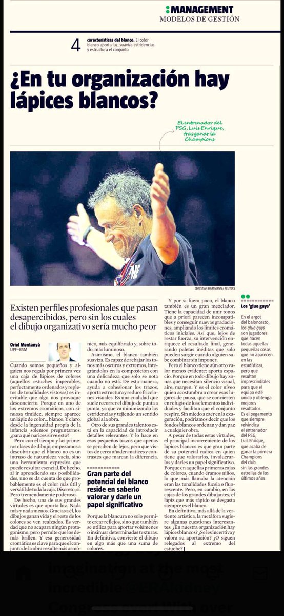 La necesidad de tener lapices blancos en las organizaciones.
<a href="/oriolmv/">Oriol Montanyà</a> 👏🏻👏🏻👏🏻