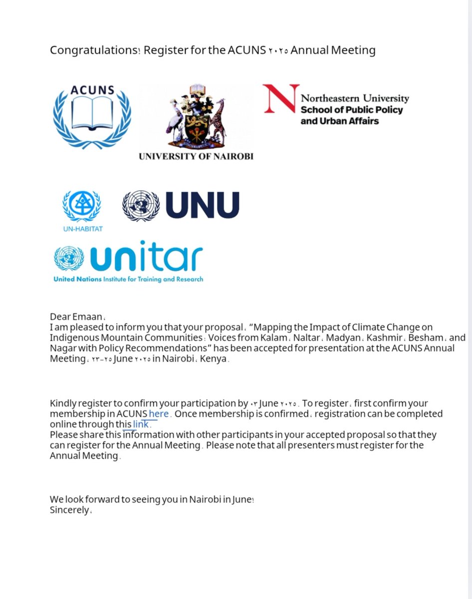 Excited to announce that my research proposal is accepted for a presentation at the prestigious Academic Council of United Nations
#Pakistan
