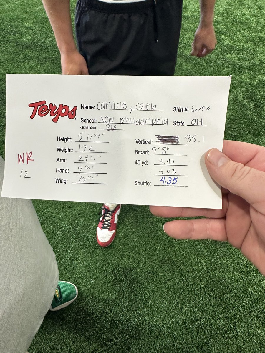 Darren Junior Recruiting Source LLC. (@djrswework) on Twitter photo Starting the day off great here at Maryland with <a href="/CalebCarlisle9/">Caleb Carlisle WR-9. 2026 class</a> blazing speeds and testing out at a very high level! Starting the day off great here at Maryland with <a href="/CalebCarlisle9/">Caleb Carlisle WR-9. 2026 class</a> blazing speeds and testing out at a very high level!