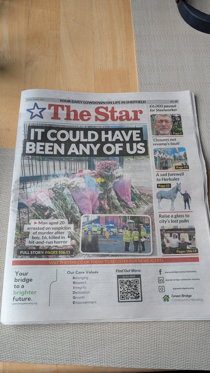 charliefent0nn's tweet photo. A couple of days ago I was sent out as a roaming reporter to cover the tragic death of a 16 year old who was killed in a hit and run which also involved an 18 year old who was knocked off of his e-bike.

My reporting alongside @jackfifield was used exclusively in the Mail Online but also made a large part of the Sheffield Star's front page story the next day. 

It is never easy reporting on such cases especially speaking to those directly affected but I do hope it helped answer any questions residents had. My condolences to the family. 

w/@SWNS