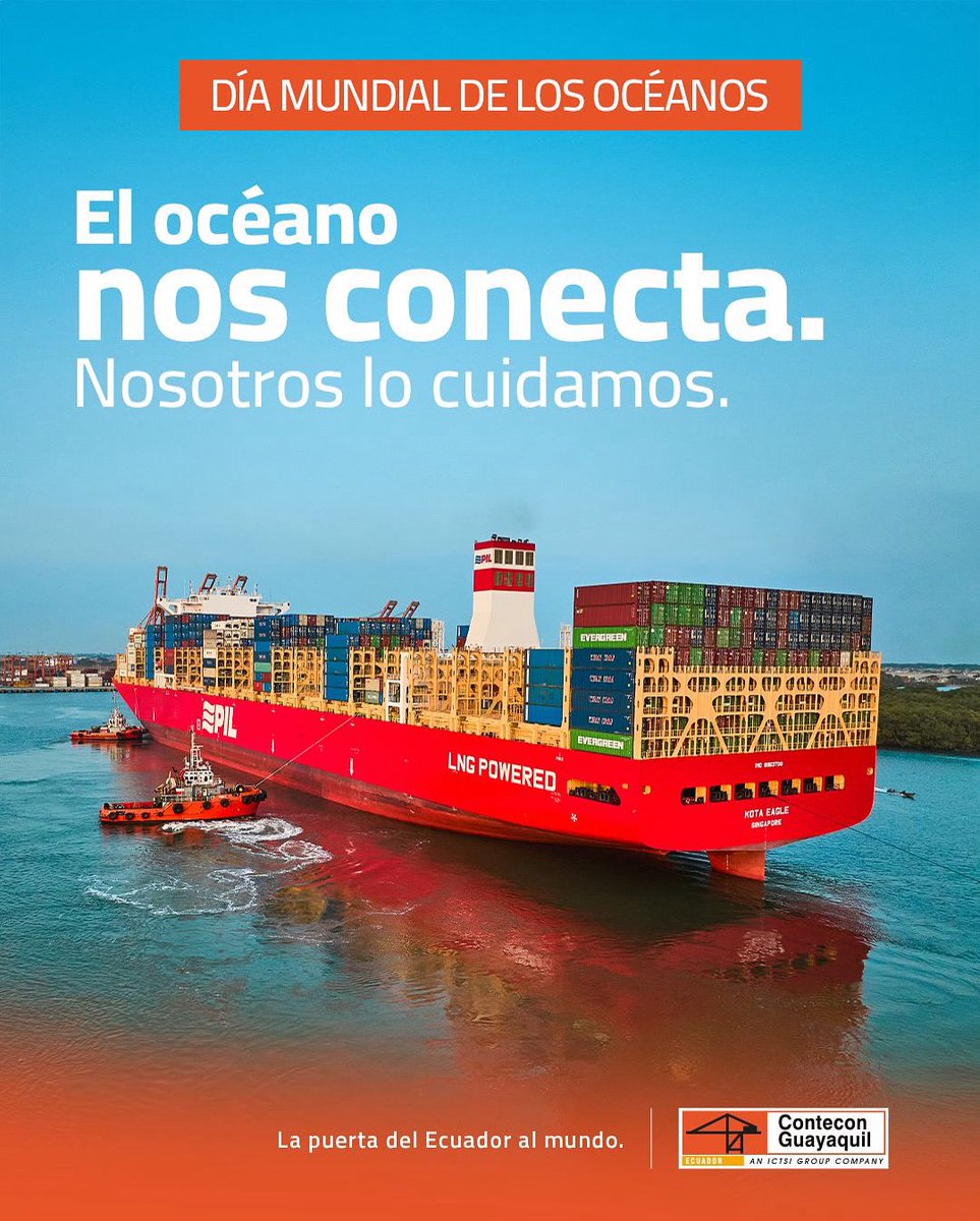En el Día Mundial de los Océanos, recordamos que cada puerta también es parte del mar. 

En Contecon, trabajamos para que nuestras operaciones respeten y protejan este ecosistema vital. 🌊 

Porque el océano nos une, nos mueve y nos da vida.

#DíaMundialDeLosOcéanos #Contecon