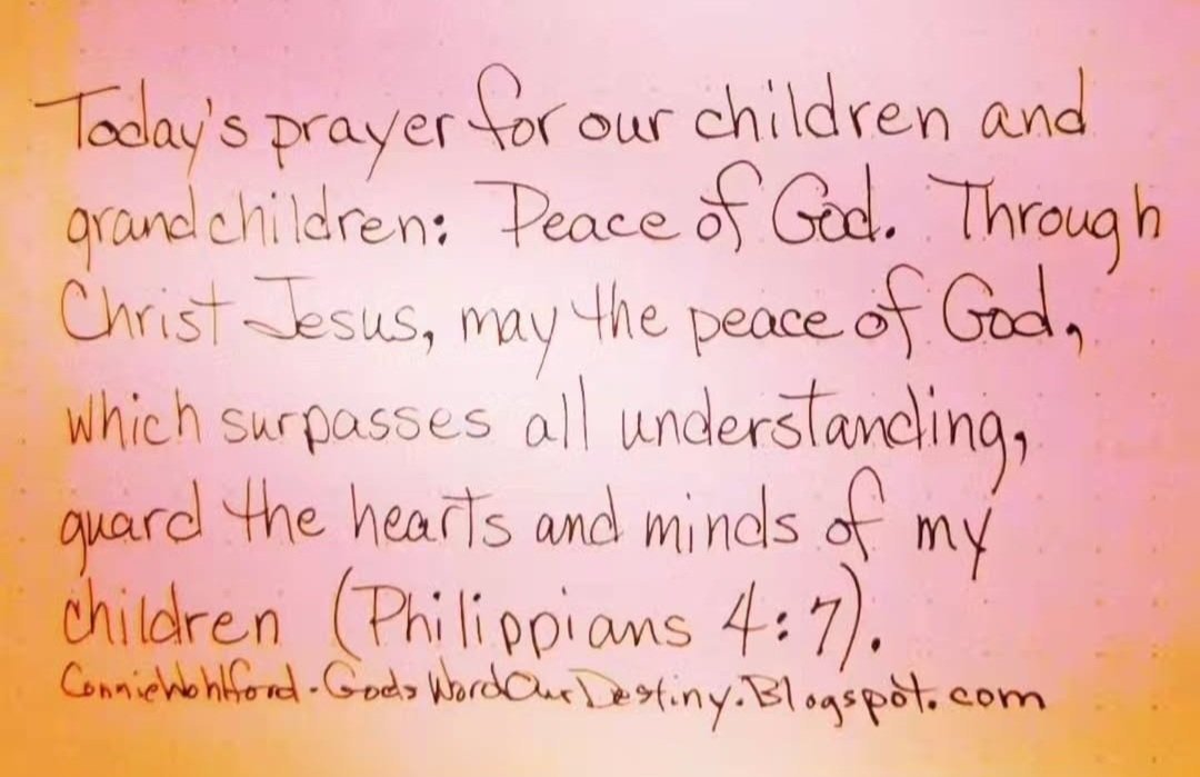 wohlford_connie's tweet photo. Today for our #children and #grandchildren: peace of God.
#peaceofGod #realpeace #Philippians #GodsWordOurDestiny #guardyourheart #heartandmind #understanding #peace #peacethatpassesallunderstanding #all #heartquard #throughChrist #surpass https://t.co/exXzjjnuoM https://t.co/P5hZuOT8UG