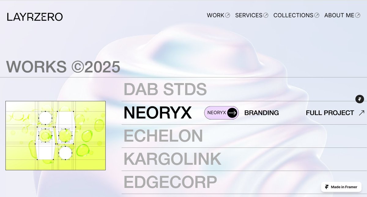 zerothlayer's tweet image. Working on my portfolio website. @framer has been a good friend.