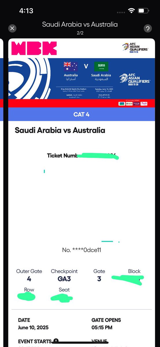 السلام عليكم للجميع باسوي سحب ٤ تذاكر لمباراة المنتخب السعودي امام استراليا عشانكم ❤️

الشروط :
🚨🚨
١- متابعة حسابي 👇:
<a href="/AbdullahAl61607/">Abdullah Aljishi</a> 
٢- اكتب تم ✅✅
🚨🚨
هذا هم التذاكر 👇و بالتوفيق للجميع 
🙏💚🤍🇸🇦

#السعودية_استراليا
#المنتخب_السعودي 
#كلنا_مع_الأخضر