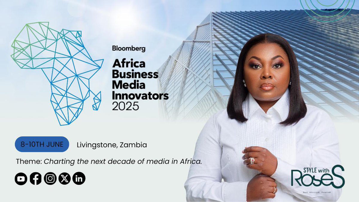 RoseSibisi's tweet photo. Excited to join colleagues at the @BloombergAfrica Business Media Innovators meet-up  to engage on what the future holds for African media. We will be exploring the trends driving the African media landscape at the #ABMI2025 June 8-10. https://t.co/TwmZrGwLjt