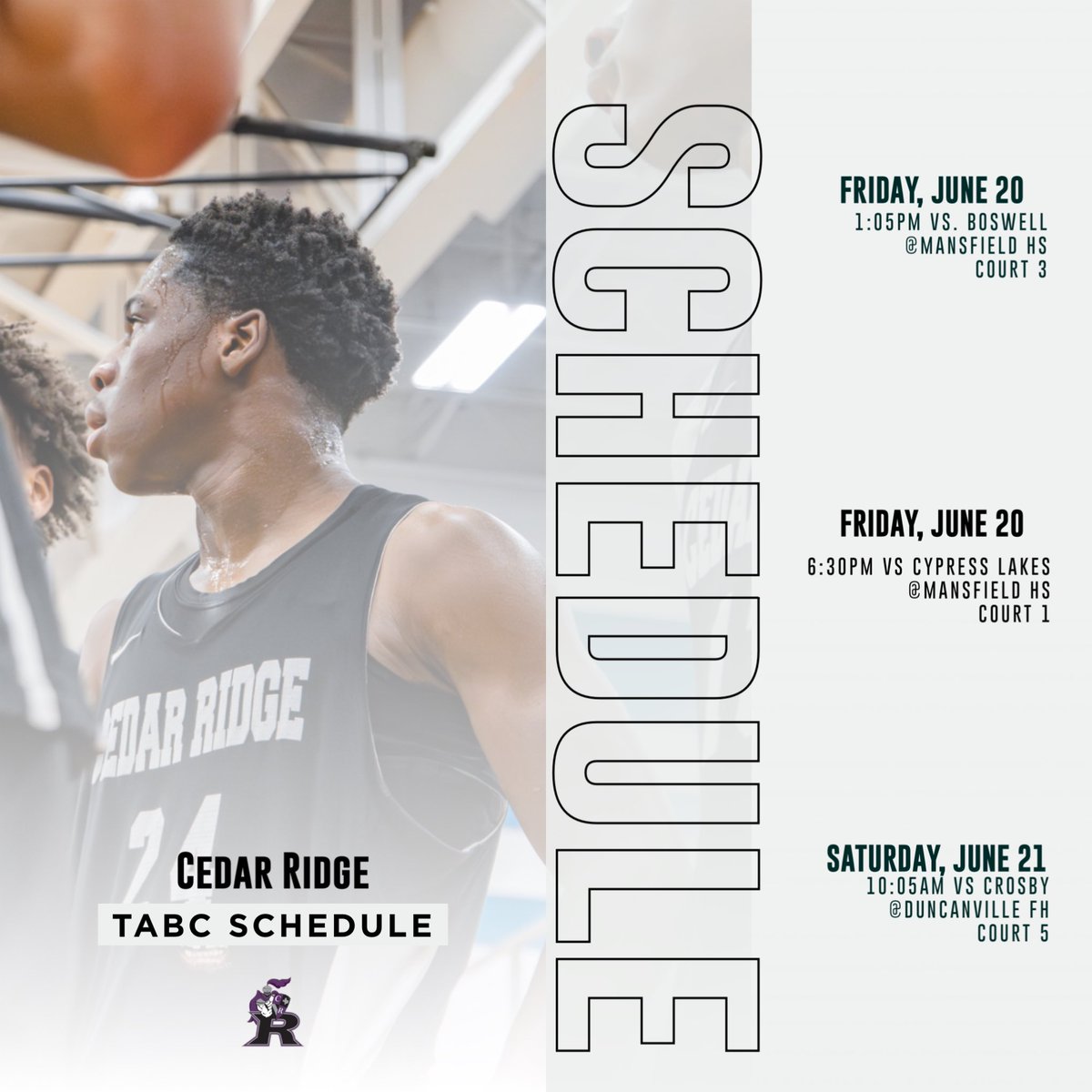 ‼️My TABC Schedule Playing with Cedar Ridge ‼️
<a href="/JayFryeNBA/">Jay Frye</a> <a href="/KevinMoses38/">Kevin Moses LLC</a> <a href="/MaxFeldman6/">Max Feldman</a> <a href="/coachmick_/">Austin Mick</a> <a href="/jakelieberman2/">Jake Lieberman</a> <a href="/GASOMass/">Ryan Massad 🔎</a> <a href="/CThaProphet24/">Alex Y</a> <a href="/Qblack15/">Coach Black-Cedar Ridge 🏀</a> @theoneeyedscout