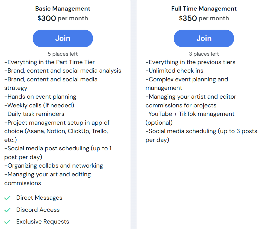 ✨I'm going back to indie vtuber management and I have some slots open for new talents! ✨
Here's just some of the services I can offer!
I also offer custom packages to meet your budget, one off strategy calls and live social media reviews (on stream).

🔗+ℹ️⬇️