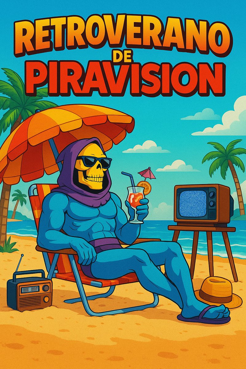 PiraVision's tweet image. 🌴Piraviewers! 🌴
Skeletor ha sacado el flotador y el canal entra en modo verano.
Desde mañana, Piravision se pone las gafas de sol y se pasa al 24/7.

📺+Programación Retro, Semanas de cine temático, Domingos pochos y Sorteos.

Empieza el #RetroVerano 👉 kick.com/piravision
