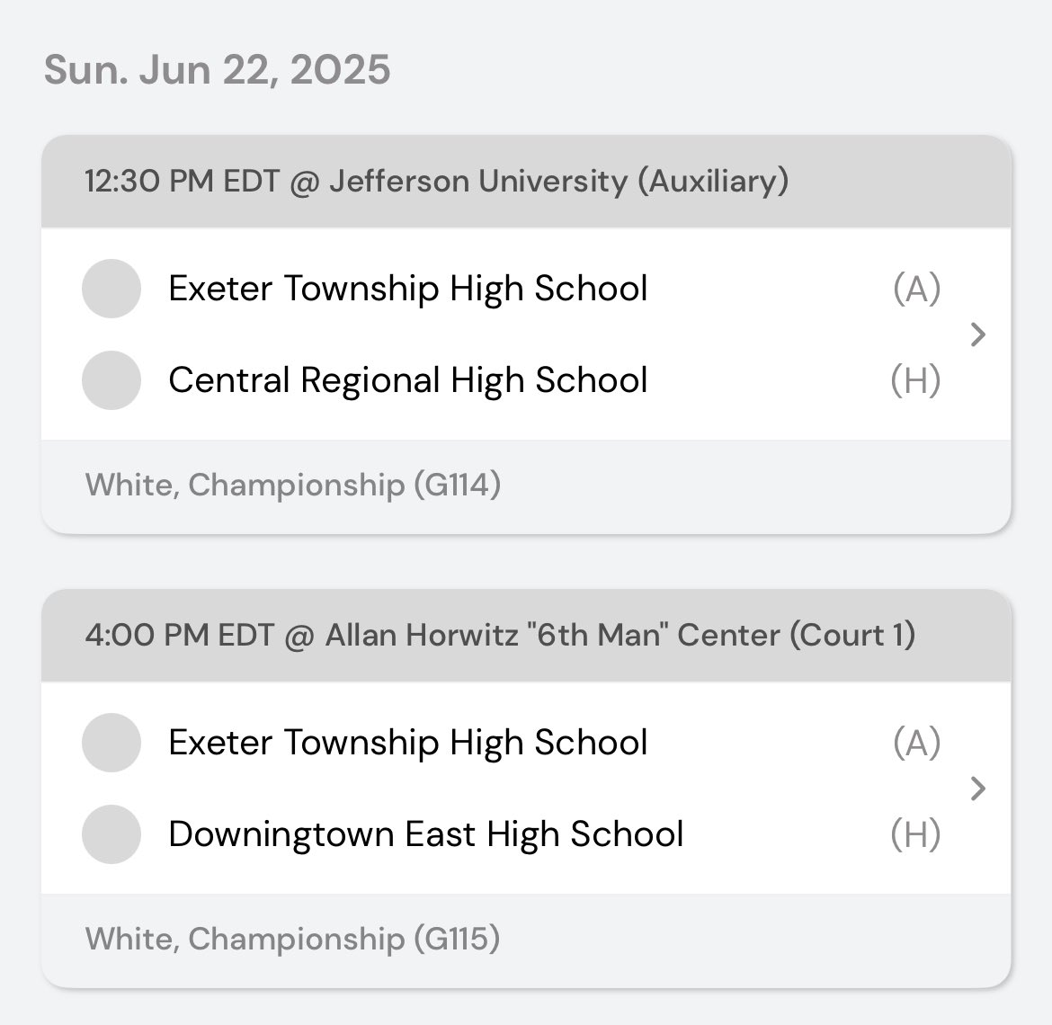 Exeter HS Boys Basketball (@exeterhsvbball) on Twitter photo Philly Live Session 1 Schedule is HERE!
Check us out on Sunday, June 22nd!
<a href="/PhillyHSLive/">Philly HS</a>
<a href="/richflanagan33/">Rich Flanagan</a>
<a href="/PaulRobertsCuse/">Paul Roberts</a> Philly Live Session 1 Schedule is HERE!
Check us out on Sunday, June 22nd!
<a href="/PhillyHSLive/">Philly HS</a>
<a href="/richflanagan33/">Rich Flanagan</a>
<a href="/PaulRobertsCuse/">Paul Roberts</a>