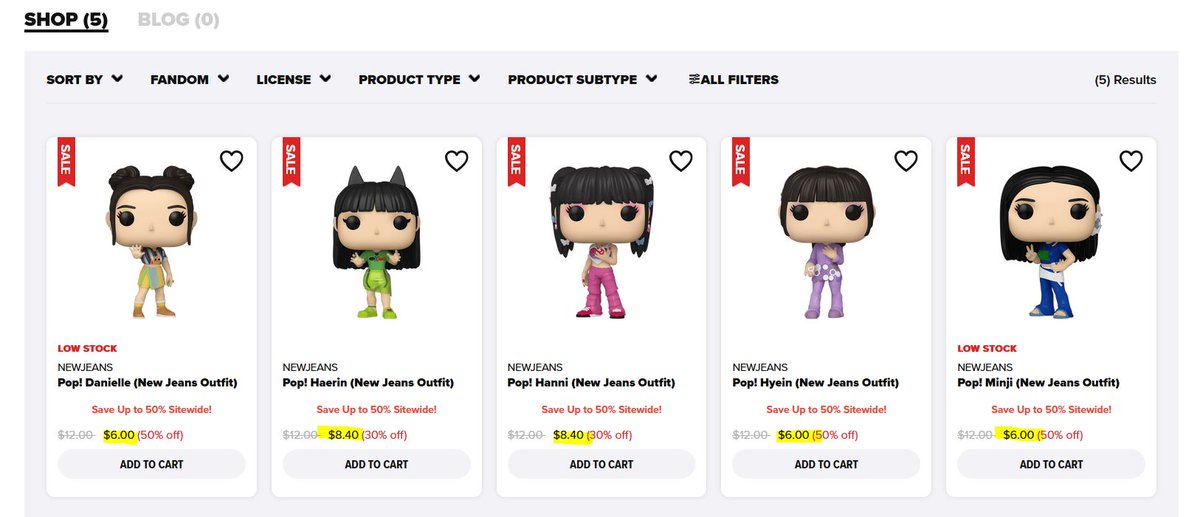 Haerin and Hanni are $8.40 USD
Danielle, Minji and Hyein are $6.00 USD
funko.com/search/?q=newj…
