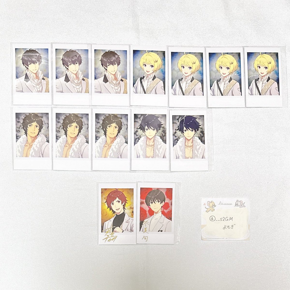 ［交換 譲渡］SideM FiFS vol.5 インスタントフォト風カード White 白 ノーマル 箔押し レア

譲┊輝 薫 圭 麗 旬 隼人 四季 春名 夏来 恭二 ピエール 道流 タケル

求┊漣 or 300円＋送料

郵送＞名古屋市内手渡し

2枚目最下段の箔押しは交換のみ

譲渡の場合は3枚〜
アイドル毎まとめての方優先。