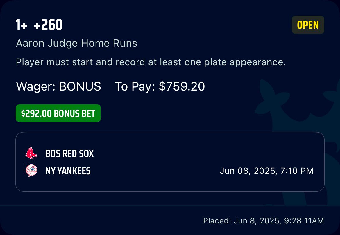 King of The Diamond Bonus bet you say I know exactly what to do with that baby!  Allll Rise!!! The Judge is about to lay down the law tonight baby!! $25 to 2 people when he sends one into the deep night!! Like+retweet to enter!! ⚾️🚀🌌 #Gamblingtwitter