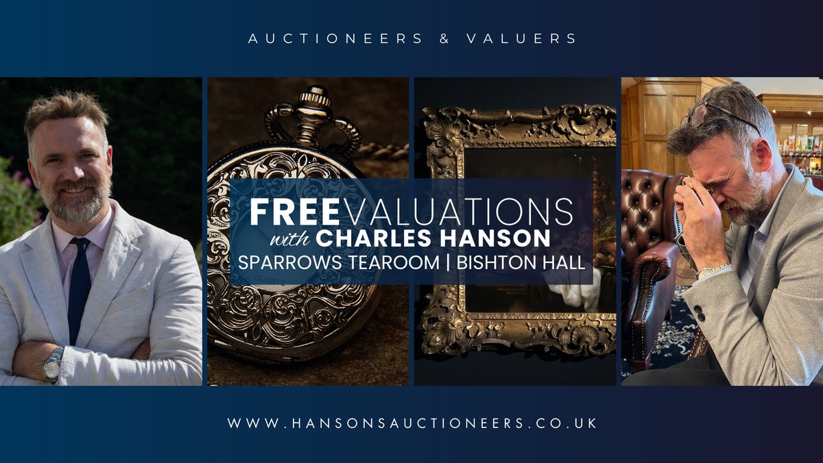 ✨ Fancy a FREE valuation with me?

If you’ve got a curious collectable or a family treasure you’ve always wondered about, why not bring it along for a free valuation with me?

Every Monday from 11am–12pm, you’ll find me at <a href="/SparrowsTearoom/">Sparrow's Tearoom</a> in the stunning grounds of Bishton