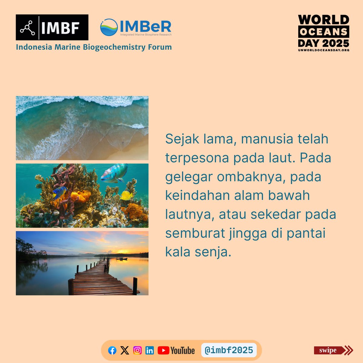imbf2025's tweet photo. WONDER — Sustaining What Sustains Us
From tides that shape coastlines to deep currents that regulate our climate, the ocean does it all.
Happy World Oceans Day! #WorldOceansDay #SustainingTheOcean
#IMBeR
#IMBF
#marineresearch #marinebiogeochemistry #biogeochemistry https://t.co/tpLXrTBVe7