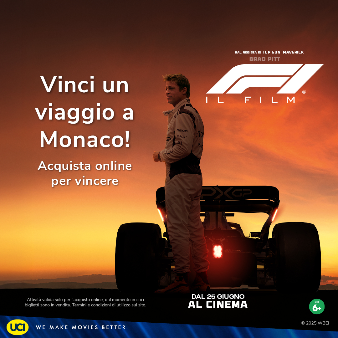 🏁 F1 – Il film che ti porta a Monaco!🎬
Acquista online il biglietto per F1 e partecipa al concorso per vncere un viaggio esclusivo!

🚗✨ In palio un viaggio da sogno nel cuore della Formula 1, dove la leggenda prende vita.

ucicinemas.it/film/f1-il-film